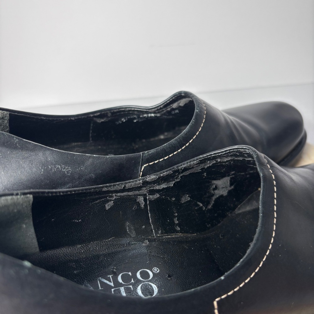 Franco Sarto Womens Black Leather Chunky Block Heel Loafer‎ Pumps 8M READ - Picture 7 of 10